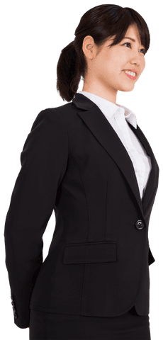 Confident Asian Businesswoman in Formal Attire with Transparent Background