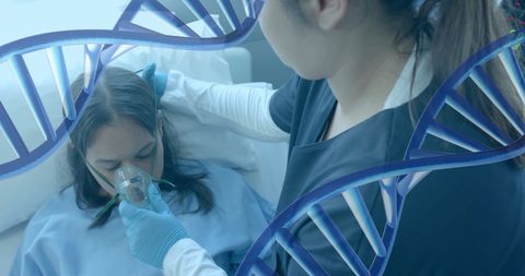 Nurse administering oxygen therapy in hospital