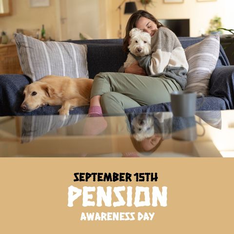 Woman Embracing Dog on Pension Awareness Day