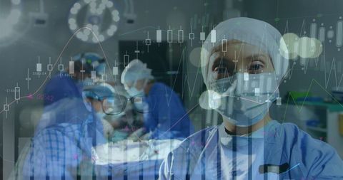 Surgeons Operating with Financial Data Overlay Analogy - Download Free Stock Images Pikwizard.com