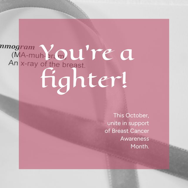 You're A Fighter Breast Cancer Awareness Pink Ribbon - Download Free Stock Templates Pikwizard.com