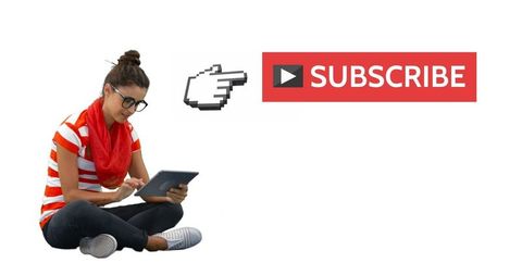 Young Woman Engaging with Tablet Next to Subscribe Icon