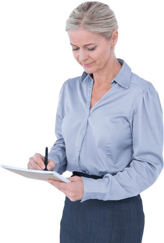 Mature Businesswoman Writing on Transparent Clipboard - Download Free Stock Videos Pikwizard.com