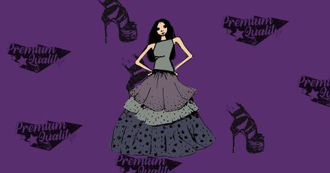 Fashion Illustration of Stylish Model and Shoes on Purple Background - Download Free Stock Images Pikwizard.com