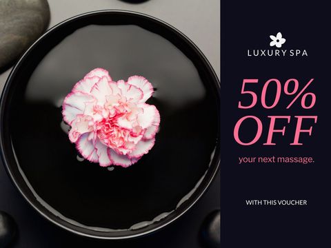 pink flower floating in water advertises spa discount offer - Download Free Stock Templates Pikwizard.com