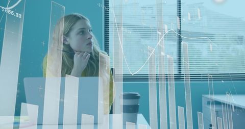Thoughtful Businesswoman Analyzing Financial Data Interface - Download Free Stock Images Pikwizard.com