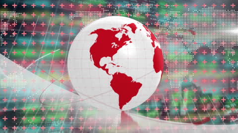 Spinning Globe with Heart Monitor and World Map