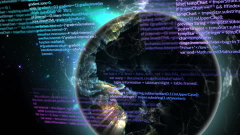 Animated Data Streams Traversing Digital Earth Globe