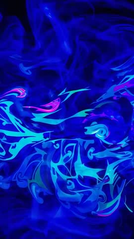 Shifting Neon Ribbons Flowing Through Deep Blue Abstract Vertical Video Loop
