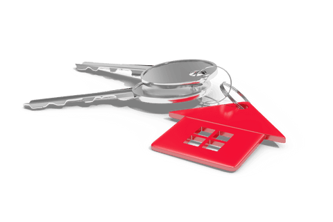 silver key with red house keychain on transparent background - Download Free Stock Videos Pikwizard.com