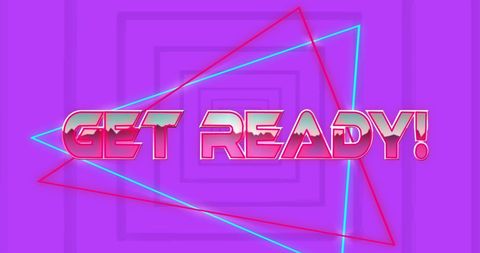 Futuristic Neon Get Ready Text on Vibrant Background Art