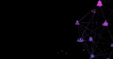 Digital Icons Network with Purple Connections on Black - Download Free Stock Images Pikwizard.com