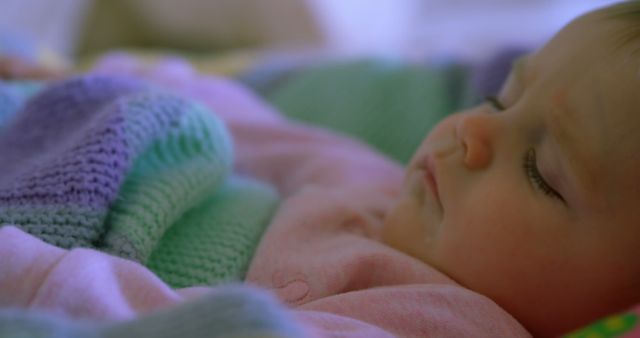 Peaceful Baby Sleeping with Cozy Blanket Close-up - Download Free Stock Images Pikwizard.com