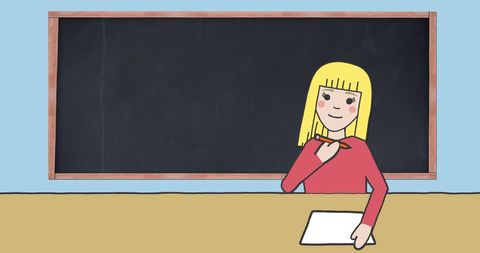 Illustration of Schoolgirl Writing with Blackboard in Classroom - Download Free Stock Images Pikwizard.com