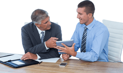Transparent Tablet Collaboration Between Senior and Junior Professionals - Download Free Stock Videos Pikwizard.com