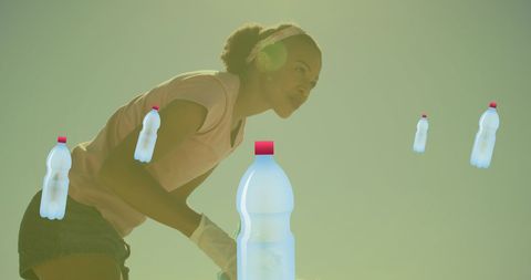 Ecology Volunteering with Digital Icons and African American Woman