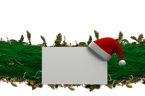 transparent christmas garland with santa hat and blank card - Download Free Stock Videos Pikwizard.com