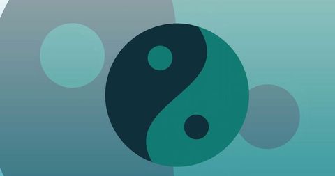 spinning yin yang symbols on green background balance concept - Download Free Stock Images Pikwizard.com