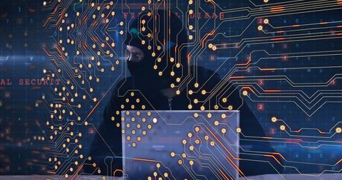 Hacker Breaking Through Cyber Security with Circuit Board Overlay - Download Free Stock Images Pikwizard.com