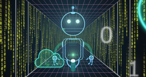 Futuristic Robot and Cloud Computing in Digital Data Tunnel - Download Free Stock Images Pikwizard.com