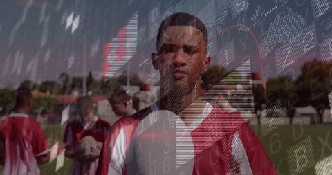 Young Soccer Player with Data Technology Overlay