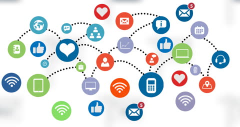 Social Media Networking Icons on Tech Grid Design