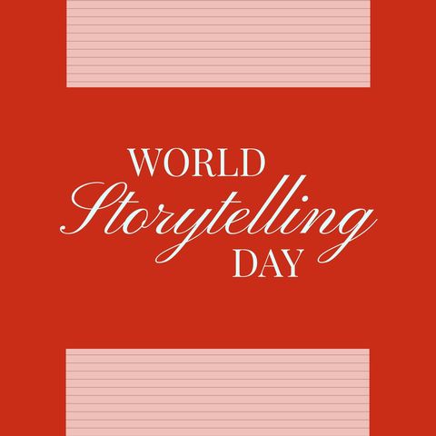 World Storytelling Day Red Background Celebration - Download Free Stock Templates Pikwizard.com