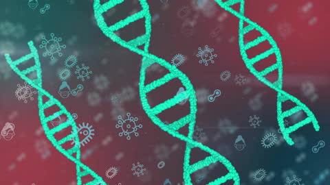 Animated DNA Strands on Technological Digital Interface