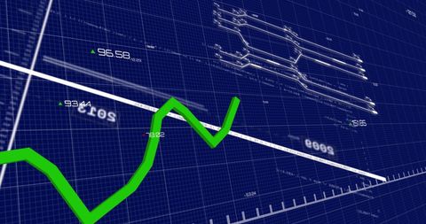 Financial Data Visualization with Green Graph Line on Blue Background - Download Free Stock Images Pikwizard.com