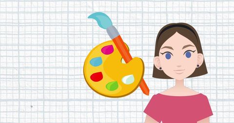 Illustrated woman with paint palette icon celebrating mentoring month