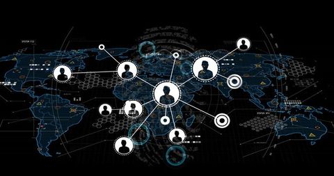 Global Connection Network with Digital Interface on World Map