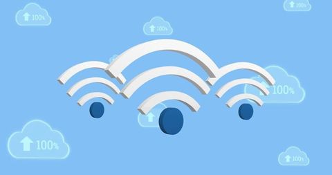 Digital Cloud Networking with WiFi Symbols - Download Free Stock Images Pikwizard.com