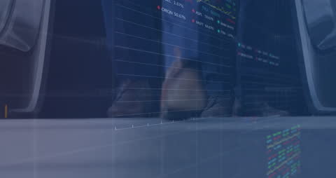 Stock Market Animation Overlaying Business Office Scene