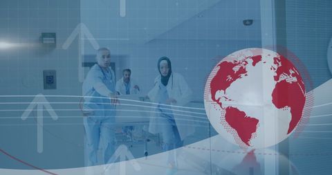 Global healthcare professionals navigating hospital ward