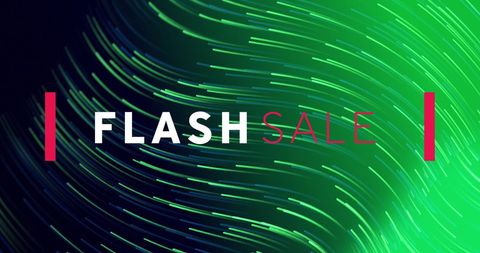 Flash Sale Banner with Vibrant Light Trails in Green Background - Download Free Stock Images Pikwizard.com