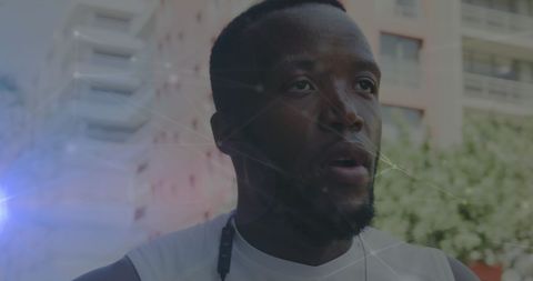 Futuristic African American Businessman Embraces Innovation