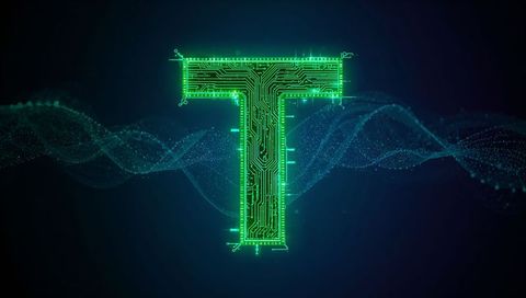 Futuristic technology circuit board letter t