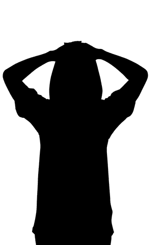 Woman silhouette with hands on head transparent illustration