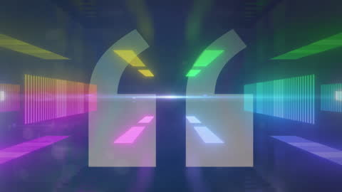Abstract Digital Quotation Marks with Colorful Light Effects
