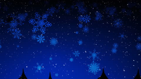 Christmas Night Sky with Snowflakes and Santa's Sleigh
