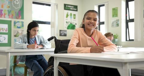 Inclusive Classroom with Diverse Students Engaged in Learning Activities