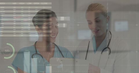 Healthcare Professionals Analyzing Medical Data Digital Interface