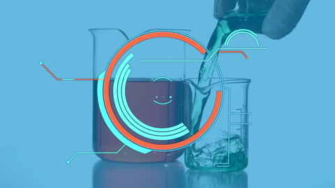 Digital Interface Overlay on Chemistry Experiment Setup