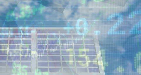 Digital Display of Financial Data over Solar Panels
