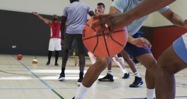 Men Playing Intense Basketball Game in Indoor Court - Download Free Stock Images Pikwizard.com