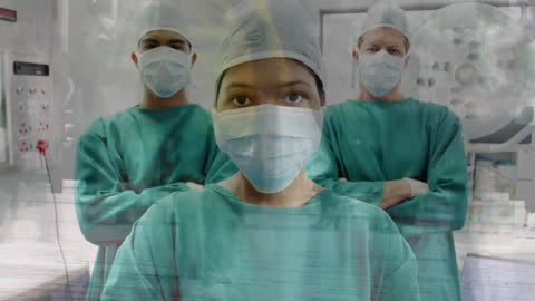 Surgeons Performing in Busy Timelapse Double Exposure