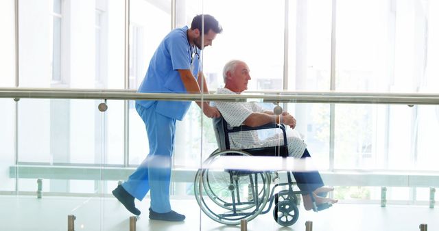 Medical Professional Assisting Elderly Patient in Wheelchair - Download Free Stock Images Pikwizard.com