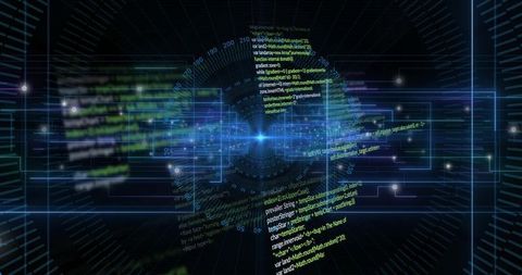 Futuristic Code Sphere in Virtual Cyberspace