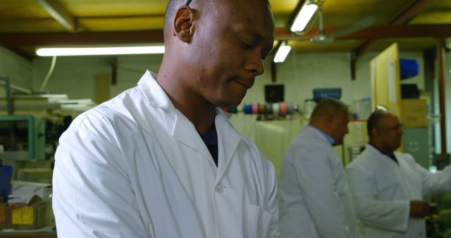 Male Scientist Working in Laboratory Wearing Lab Coat - Download Free Stock Images Pikwizard.com