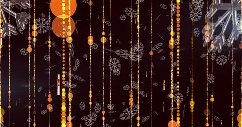 Festive Falling Lights and Snowflakes on Black Background - Download Free Stock Images Pikwizard.com